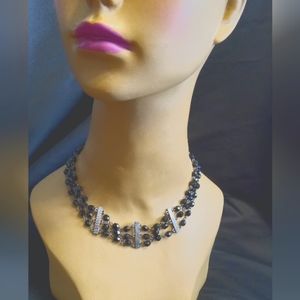 Icing Vintage Black Crystal Chocker Necklace